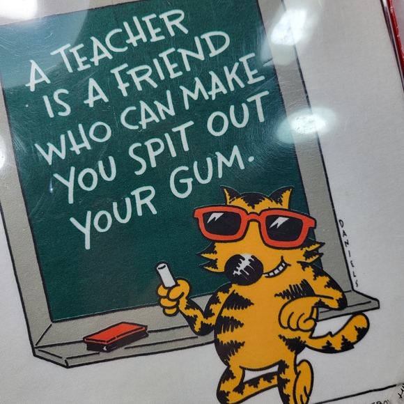 Shoebox Greetings Teacher Cat T-SHIRT Mens Size XL 46-48 Gum Chalkboard NOS - Picture 4 of 11